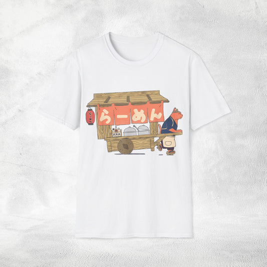 Unisex cat eats ramen / japanese restaurant