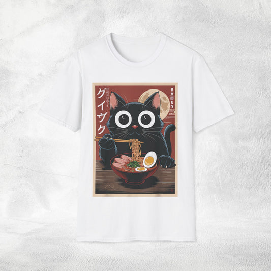 Unisex cat eats ramen / japanese restaurant