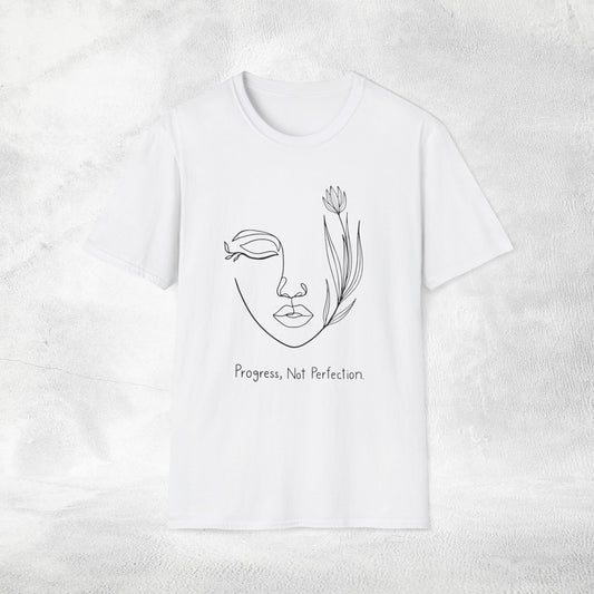 Women's Slogan T-shirt progress, not perfection