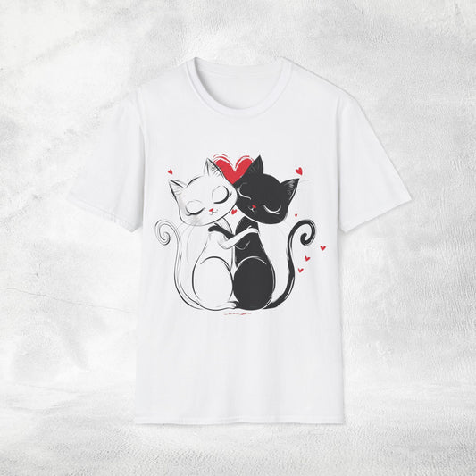 Unisex couples T-Shirt loving cats