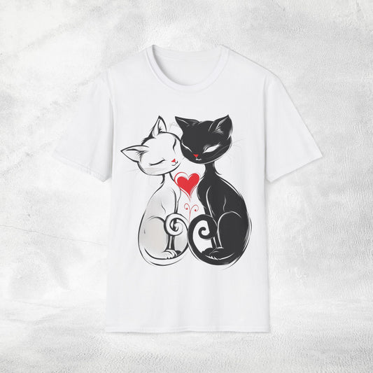 Unisex couples T-Shirt loving cats