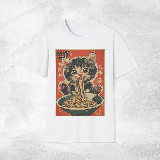 Unisex cat eats ramen / japanese restaurant