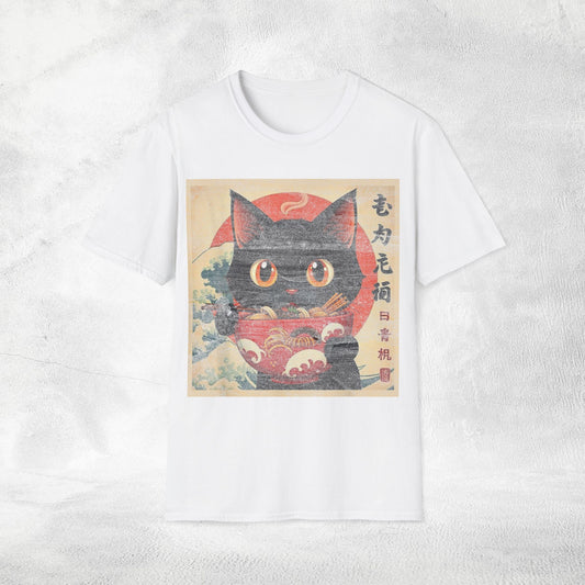 Unisex cat eats ramen / japanese restaurant