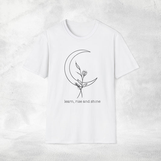 Womens Slogan T-shirt learn, rise and shine