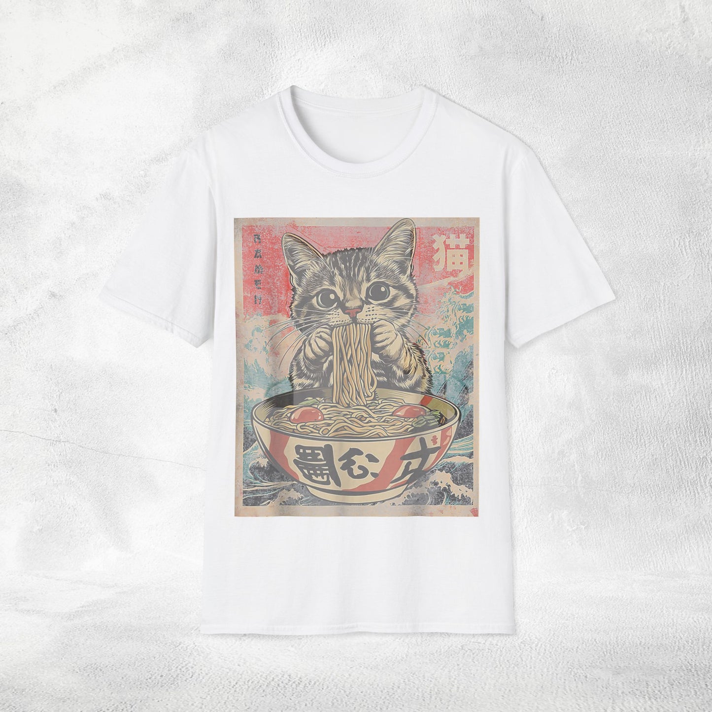 Unisex cat eats ramen / japanese restaurant