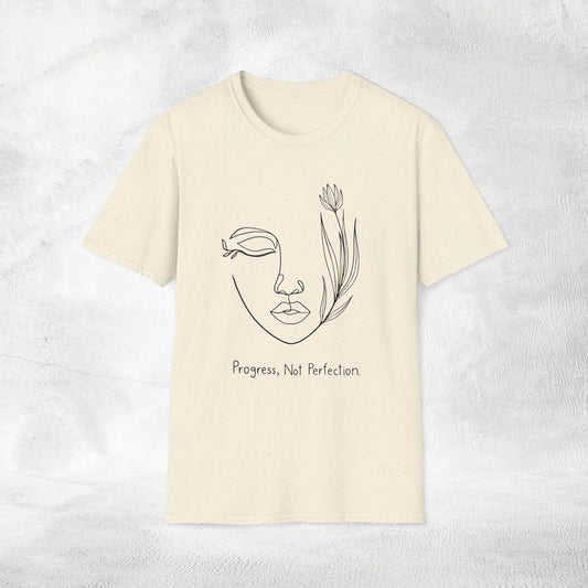 Womens Slogan T-shirt progress, not perfection