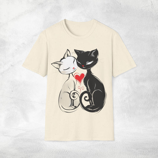 Unisex couples T-Shirt loving cats