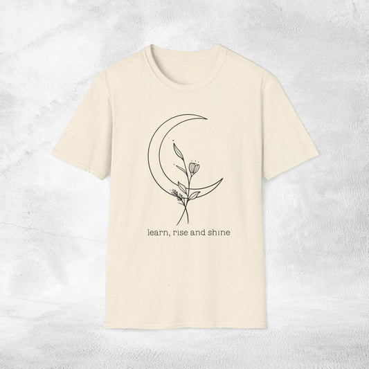 Womens Slogan T-shirt learn, rise and shine