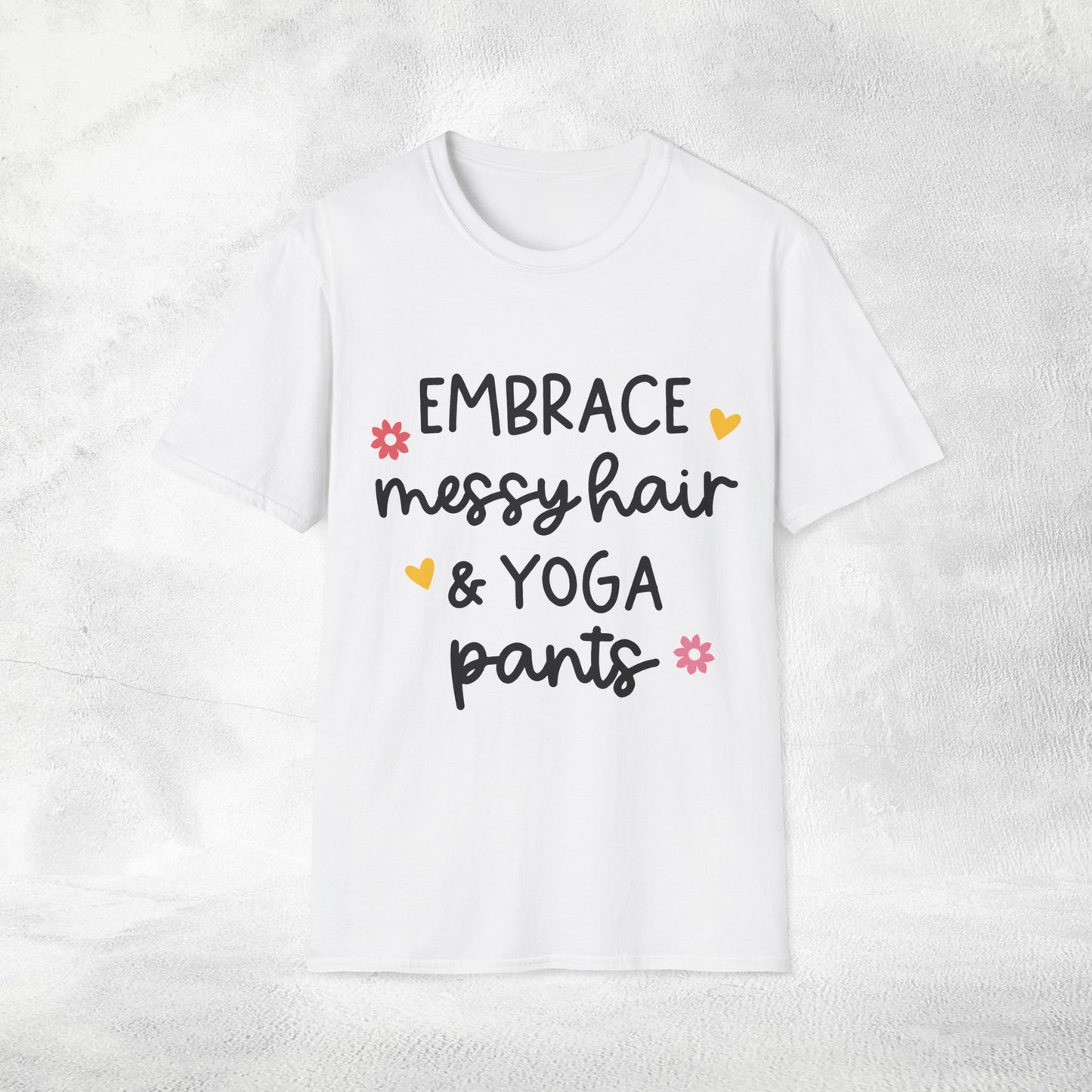 Women's yoga shirt embrace messy hair &amp; yoga pants