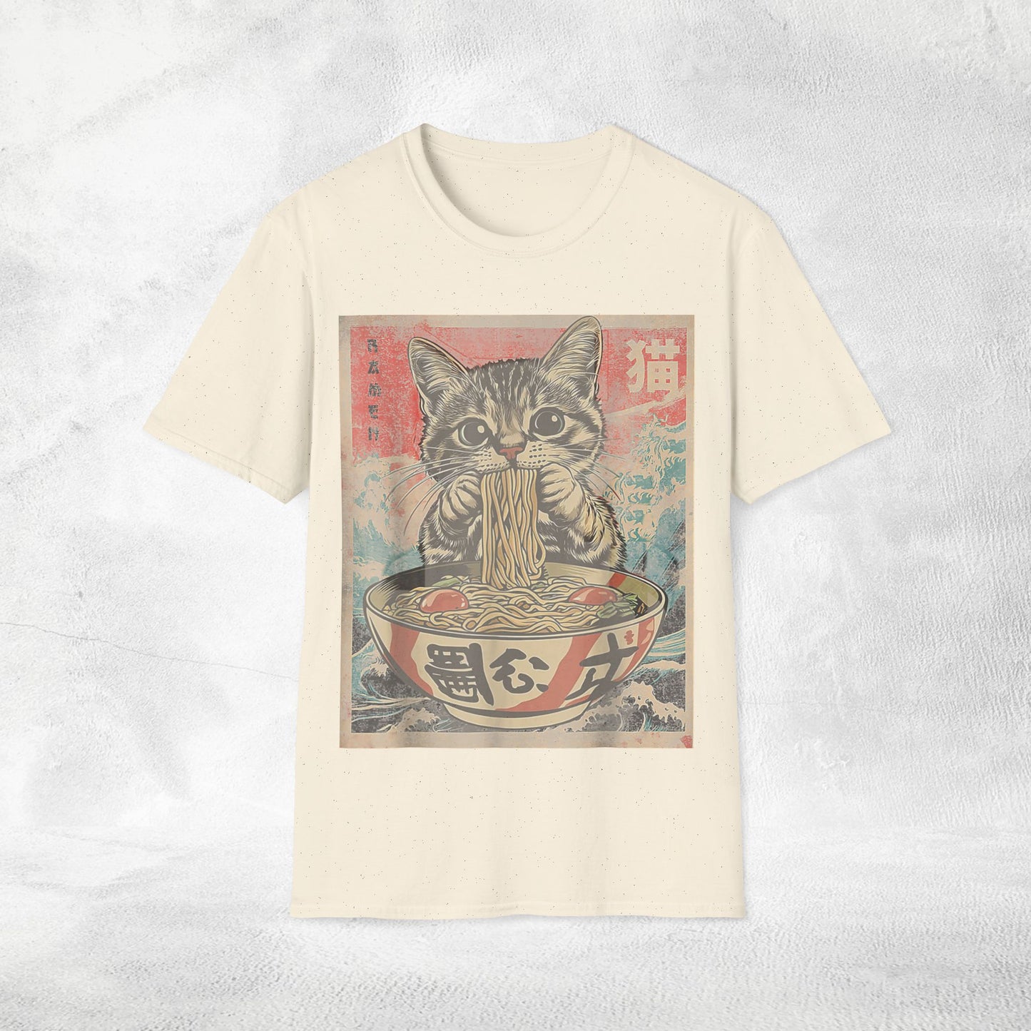 Unisex cat eats ramen / japanese restaurant