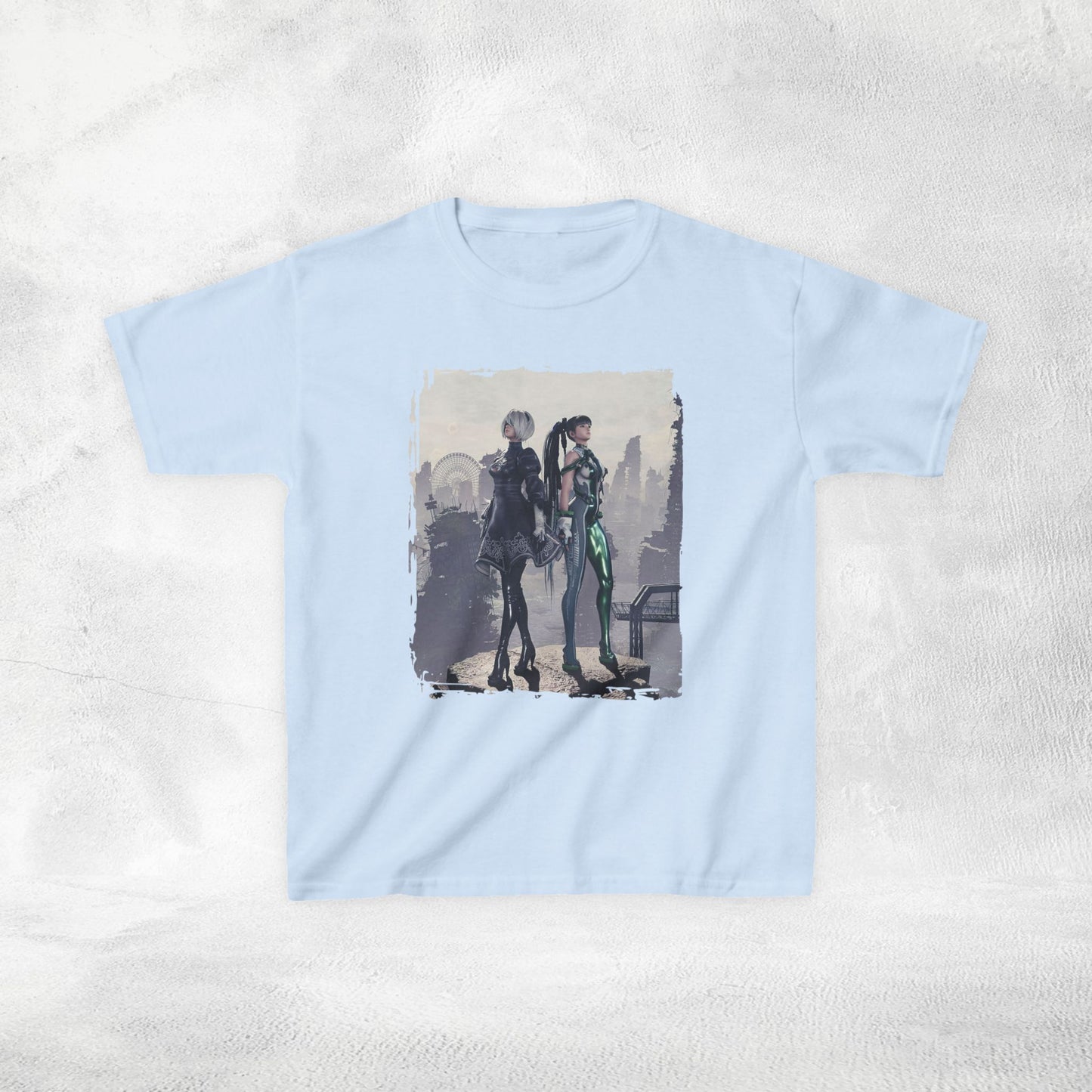 Kids  gaming shirt Stellar Blade Eve and 2B