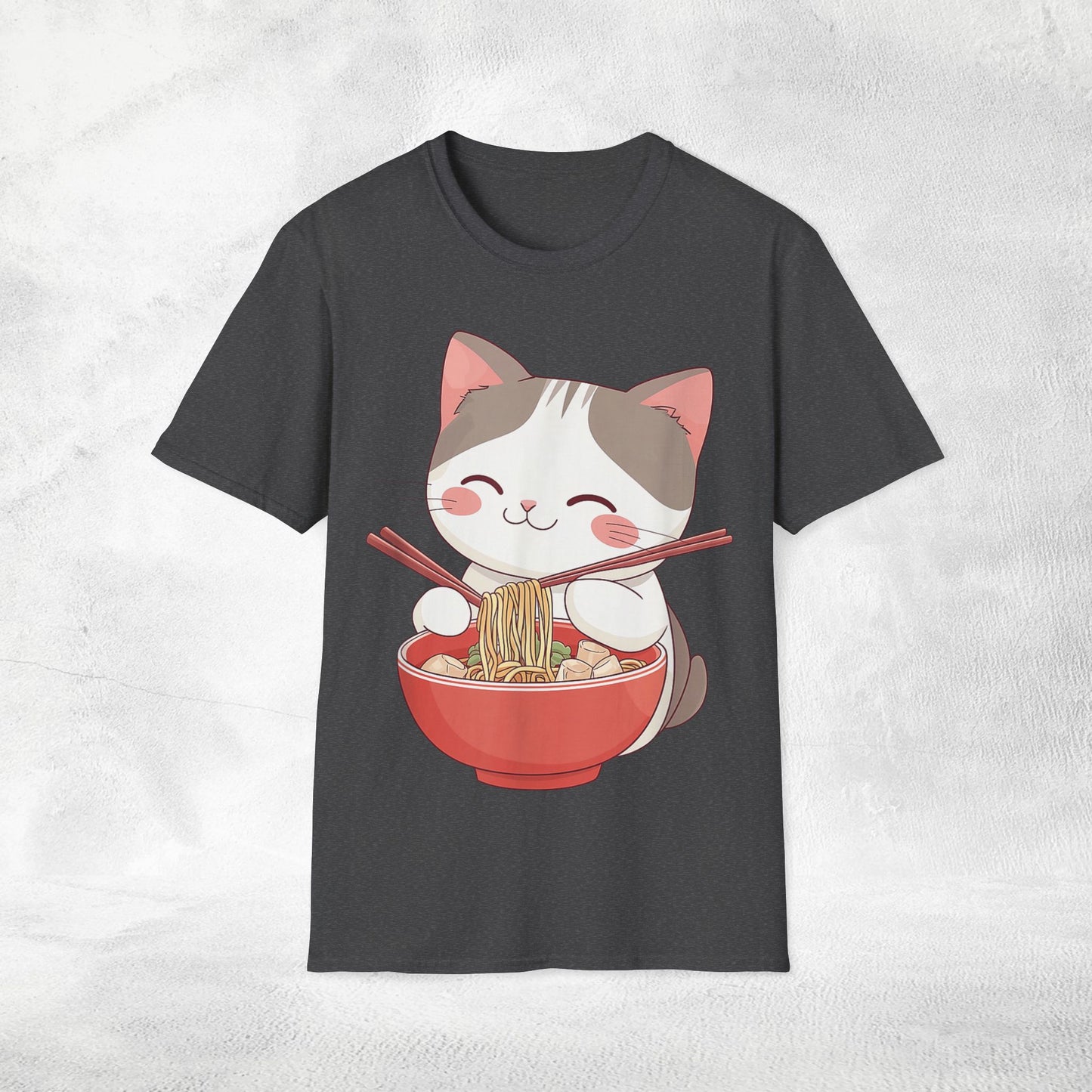 Unisex cat eats ramen / japanese restaurant