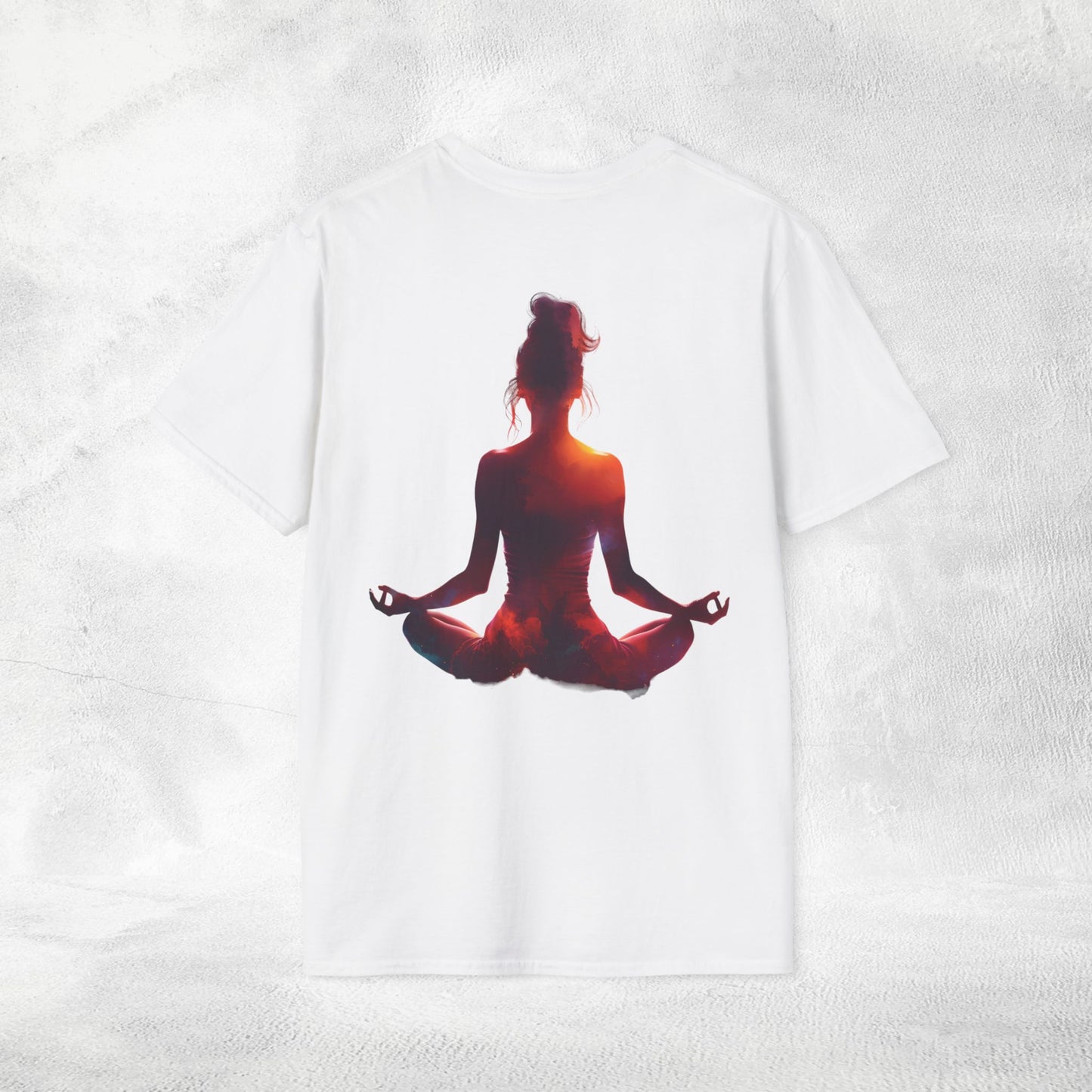 Womens yoga shirt meditate pose backprint