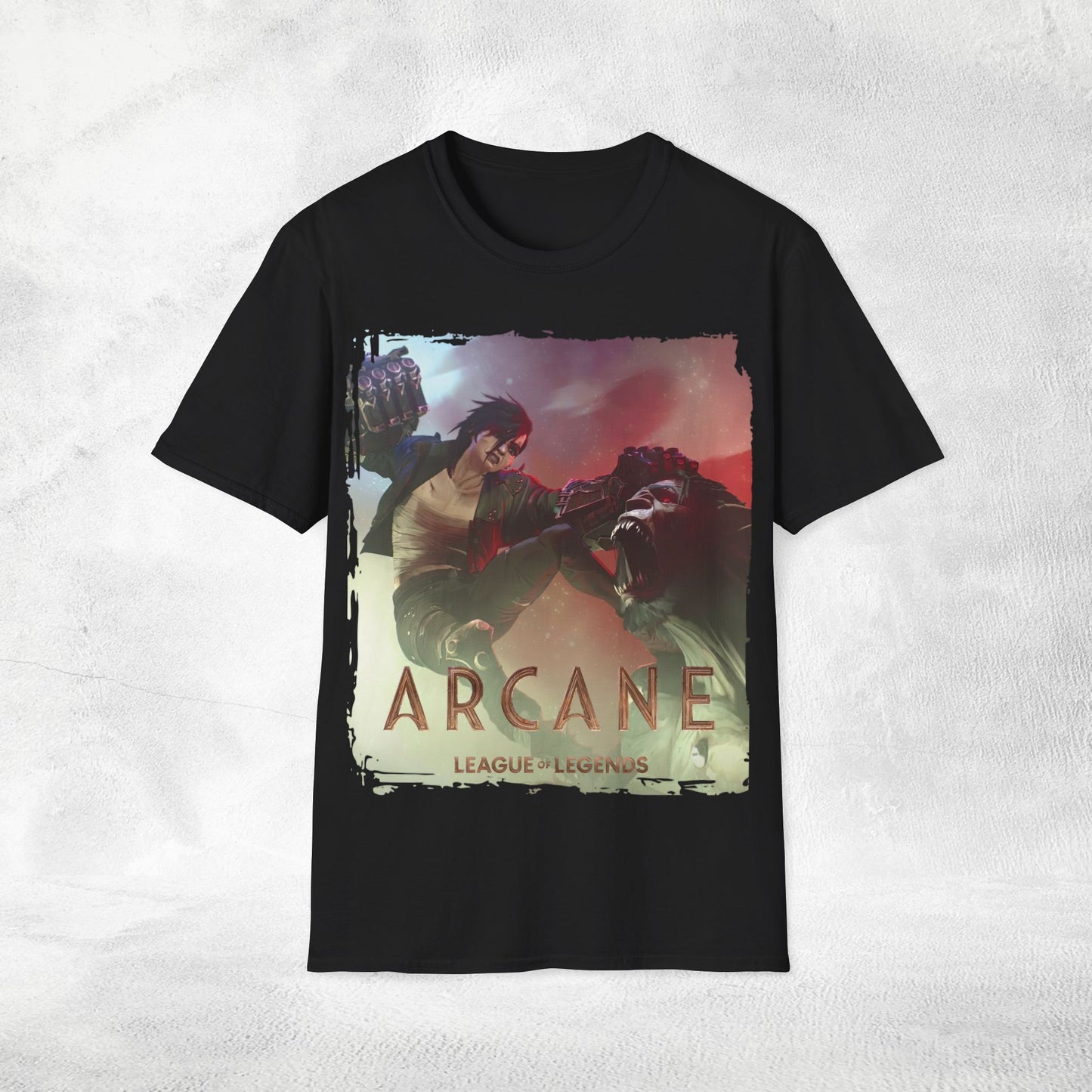 Unisex Gaming shirt Arcane Series LOL Warwick and Vi fighting scene variant 1