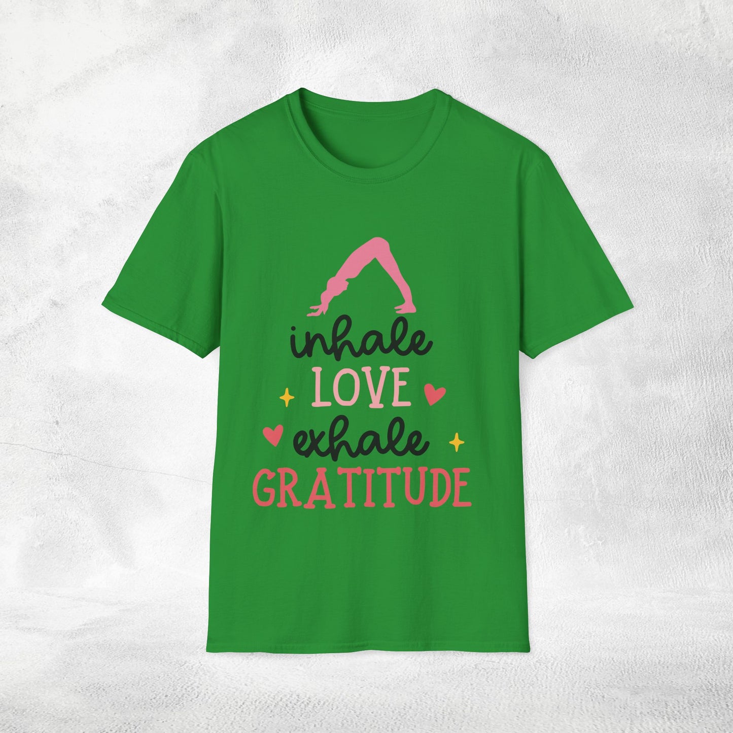 Women's yoga shirt inhale love exhale gratitude