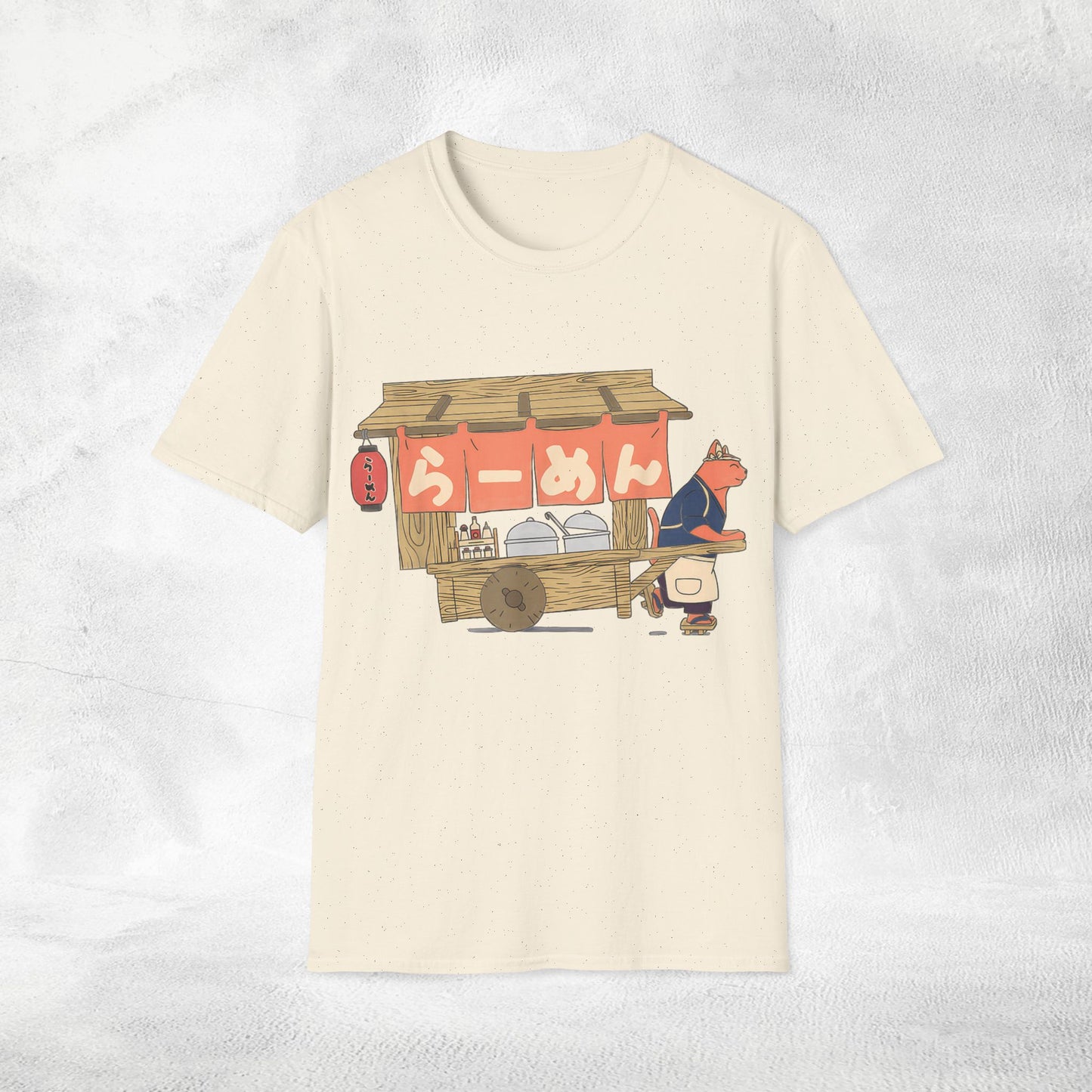 Unisex cat eats ramen / japanese restaurant