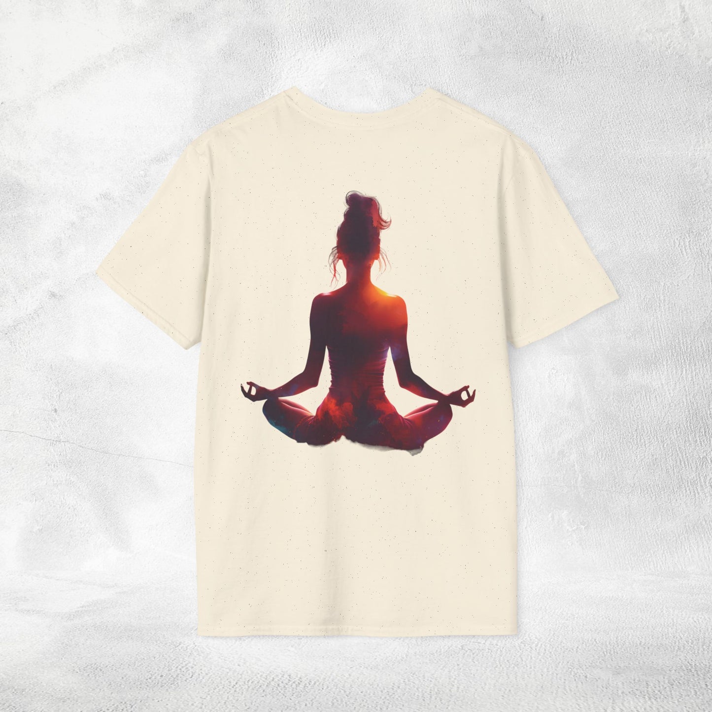 Womens yoga shirt meditate pose backprint