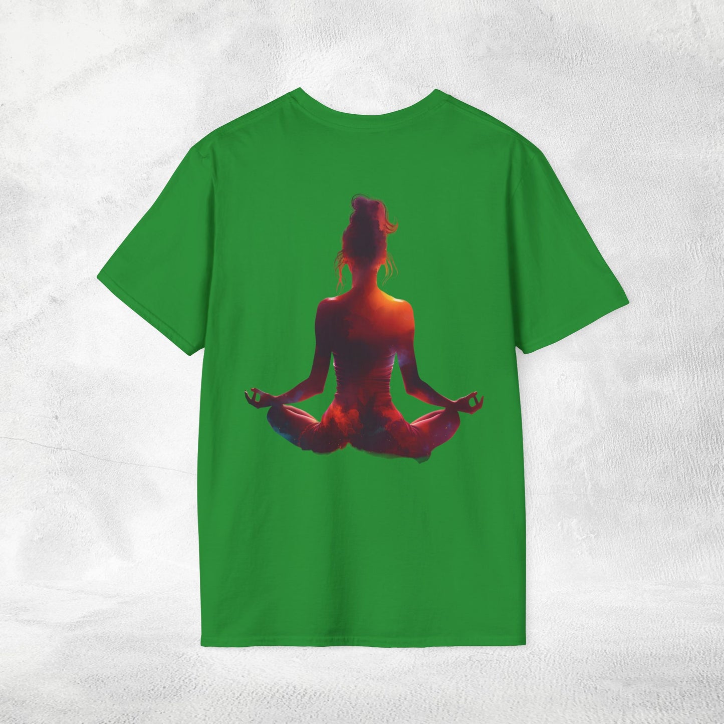 Womens yoga shirt meditate pose backprint