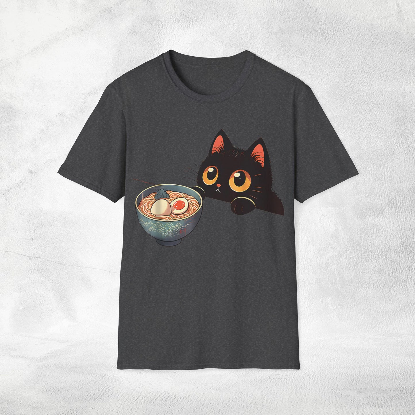Unisex cat eats ramen / japanese restaurant