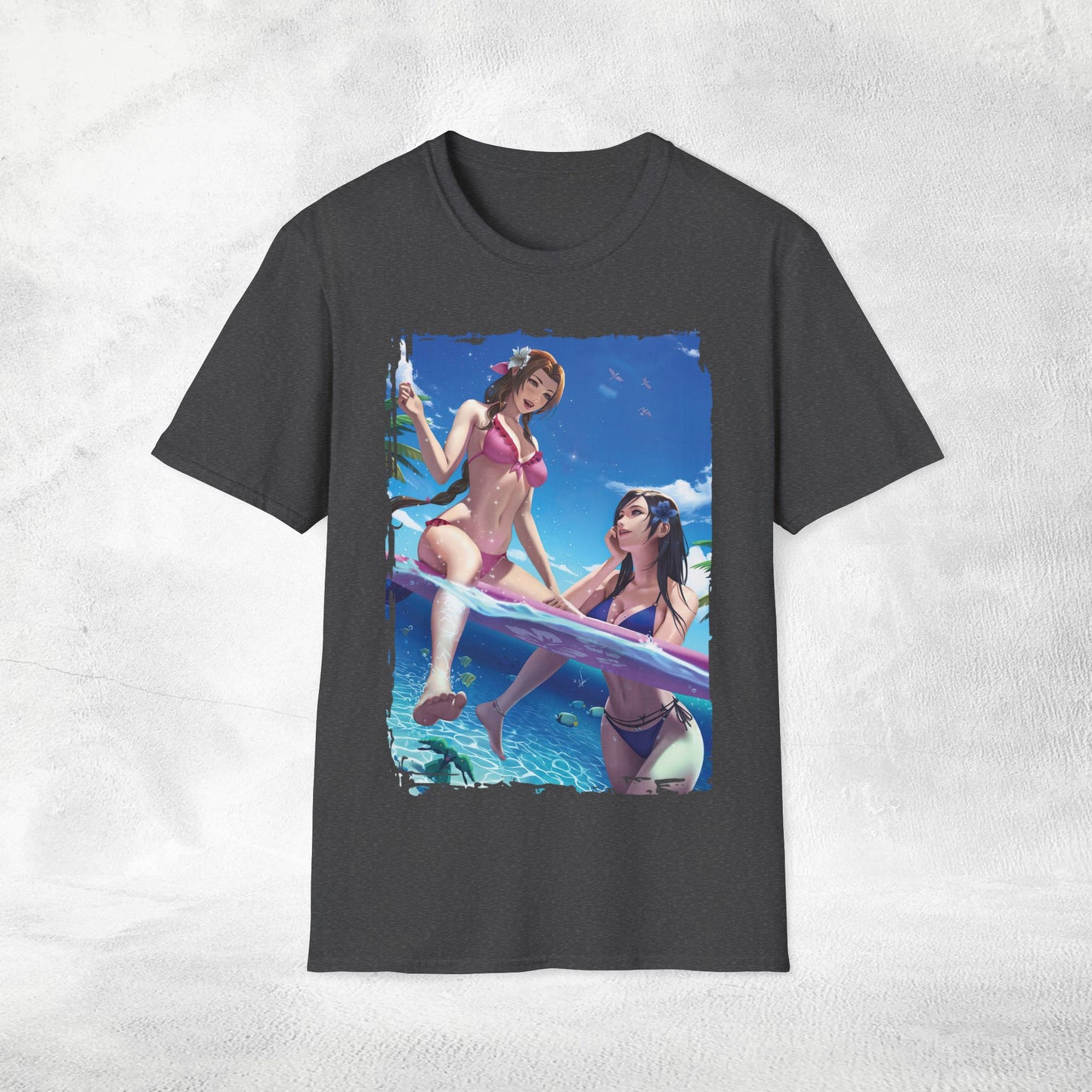 Unisex gaming shirt FF7 Aerith and Tifa beach party