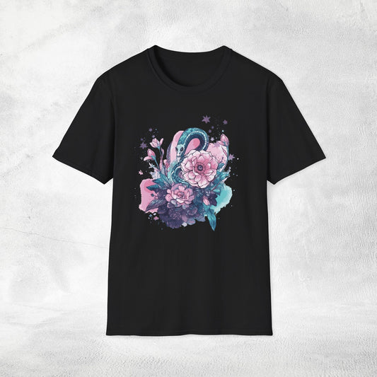 Unisex Gothic Shirt Pastel Flower Snake