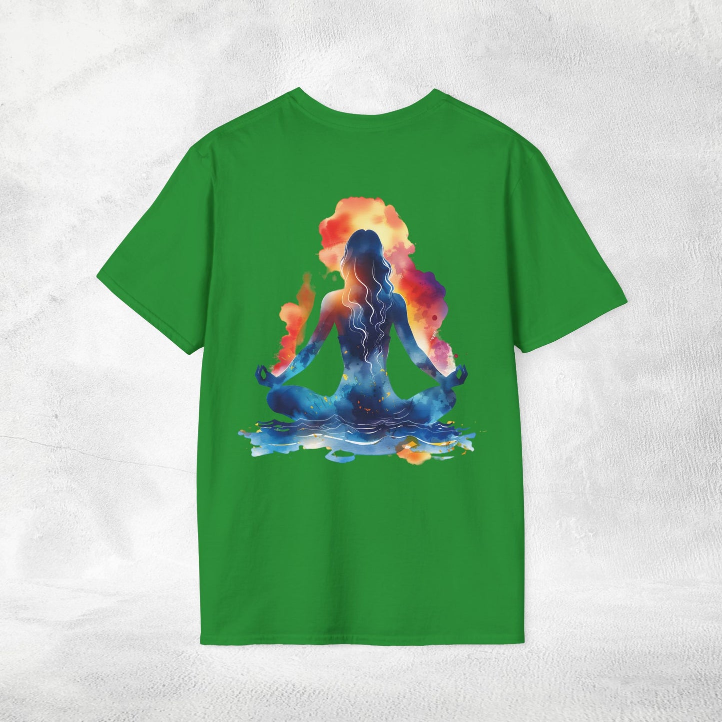 Womens Yoga shirt meditate pose Backprint
