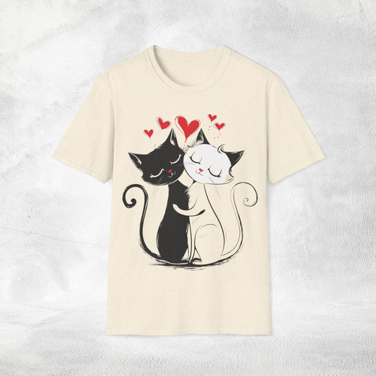 Unisex couples T-Shirt loving cats