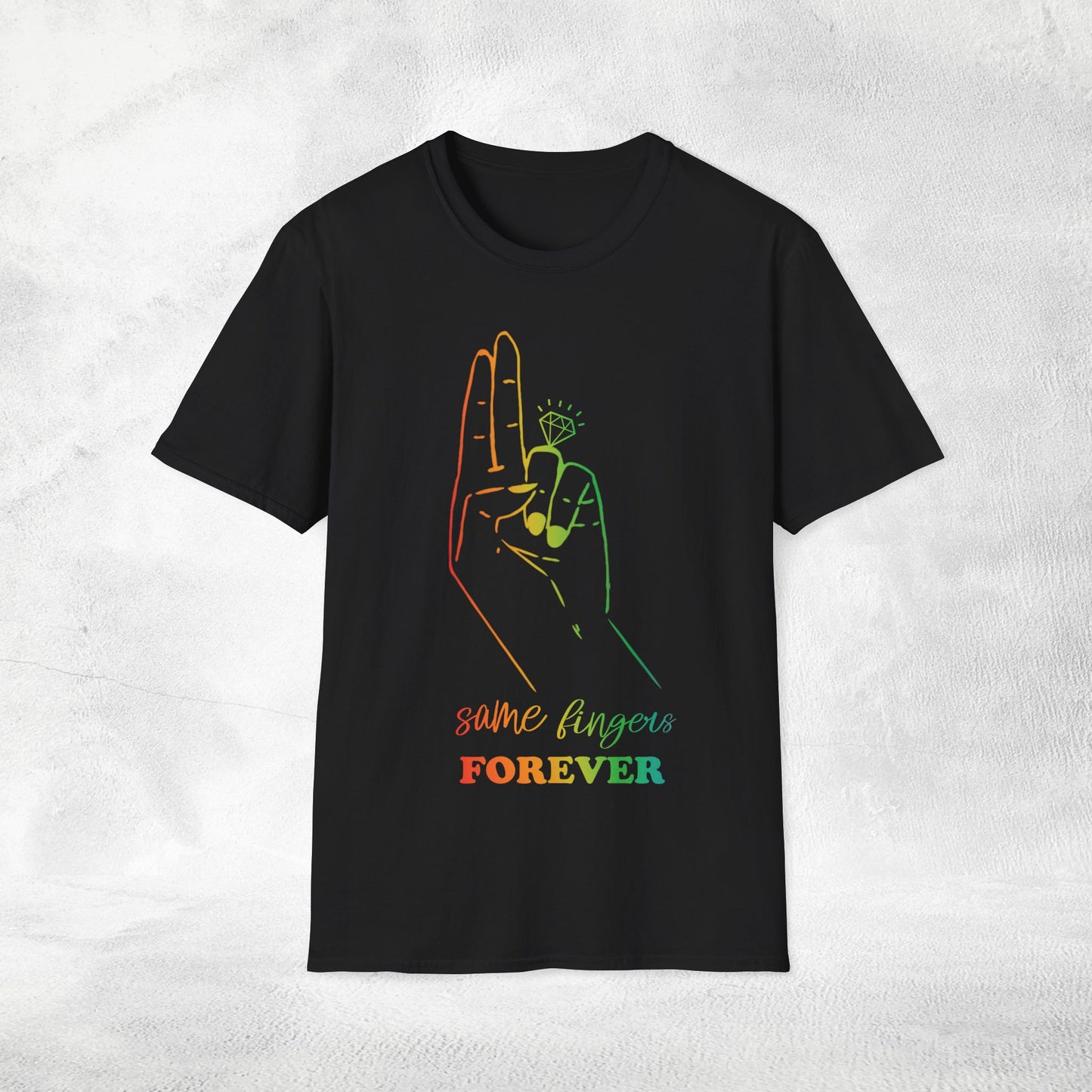 Women's T-Shirt same fingers forever bachelorette party Rainbow LGBTQ+ Edition