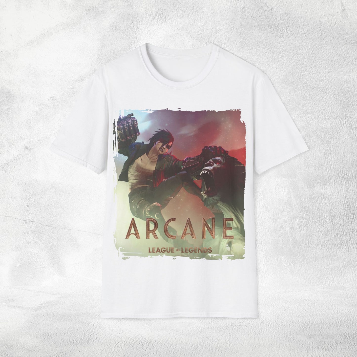 Unisex Gaming shirt Arcane Series LOL Warwick and Vi fighting scene variant 1