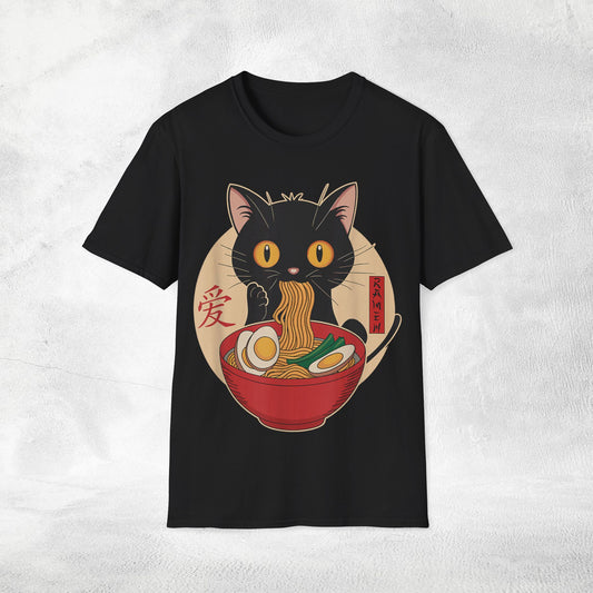 Unisex cat eats ramen / japanese restaurant