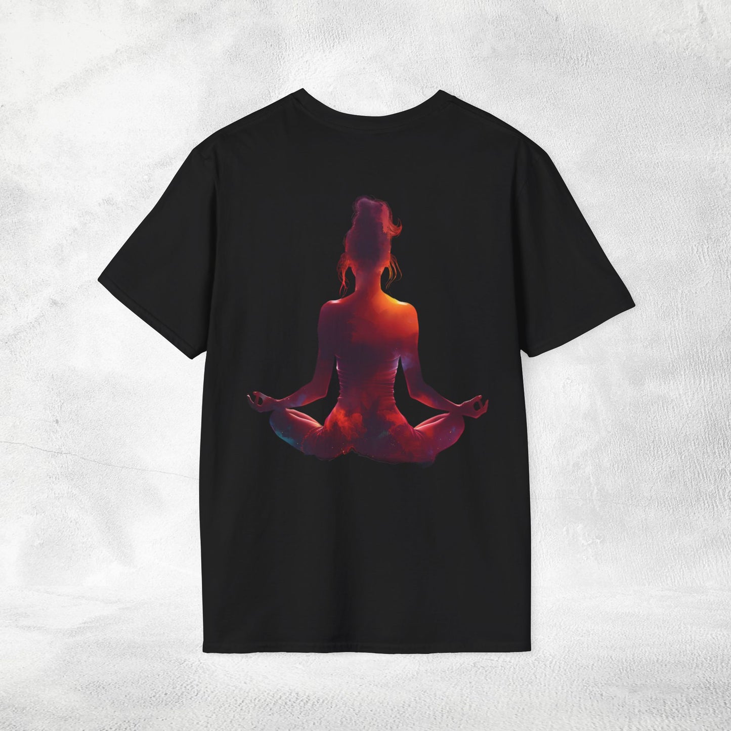 Womens yoga shirt meditate pose backprint