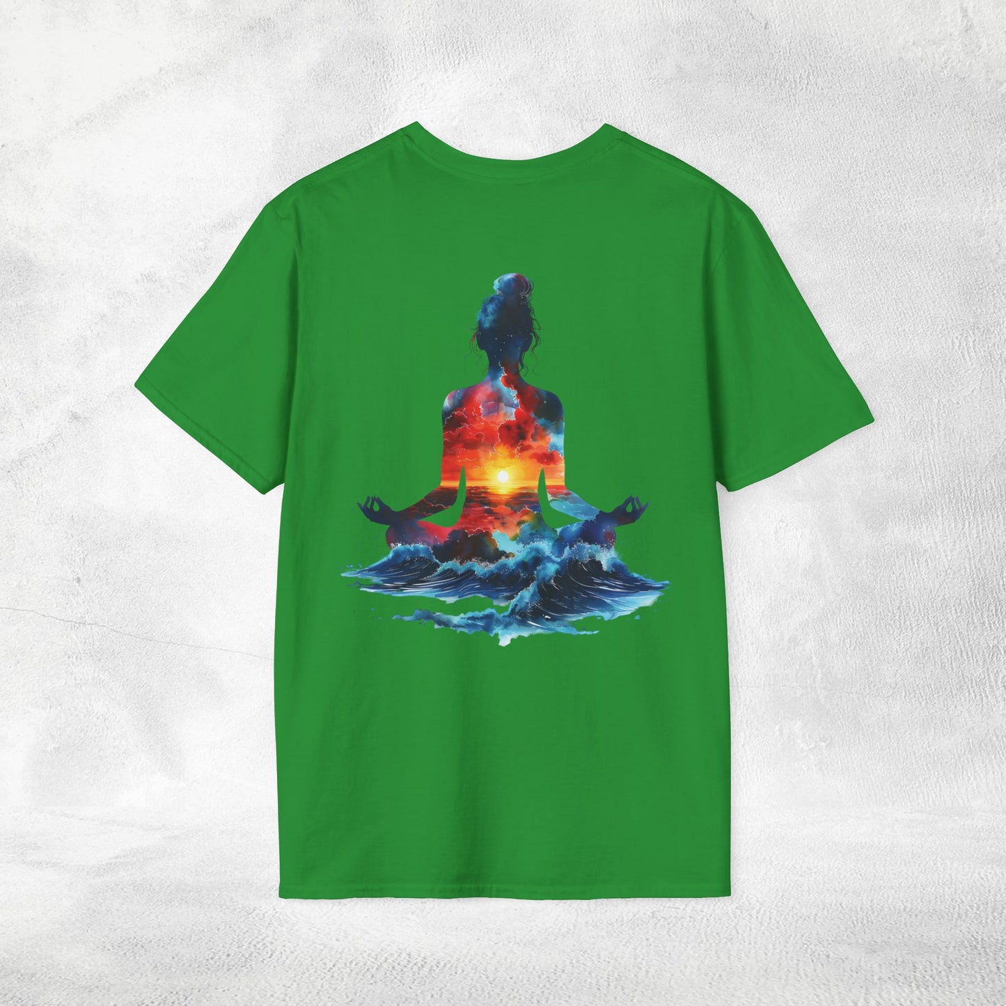 Womens yoga shirt meditate pose backprint