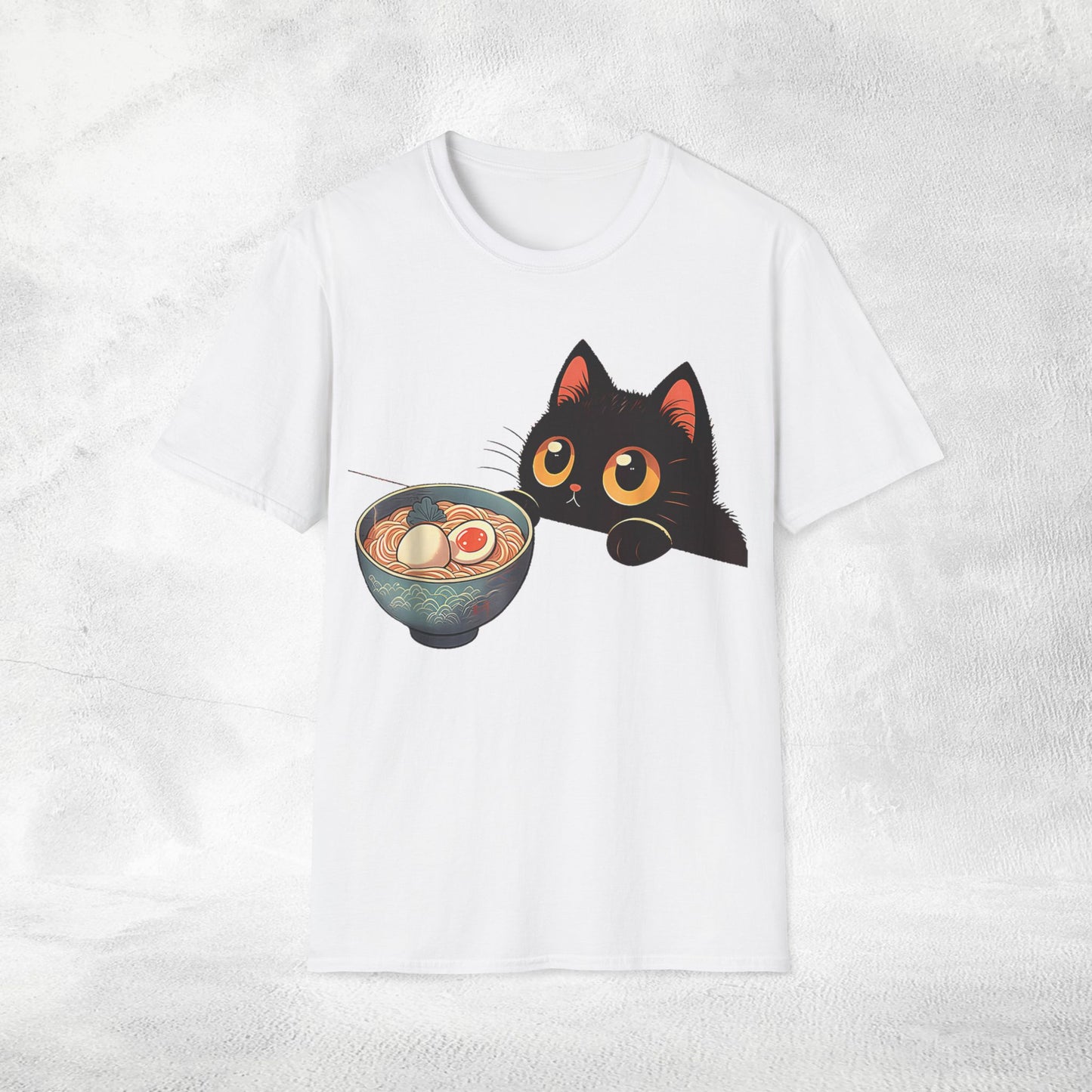Unisex cat eats ramen / japanese restaurant