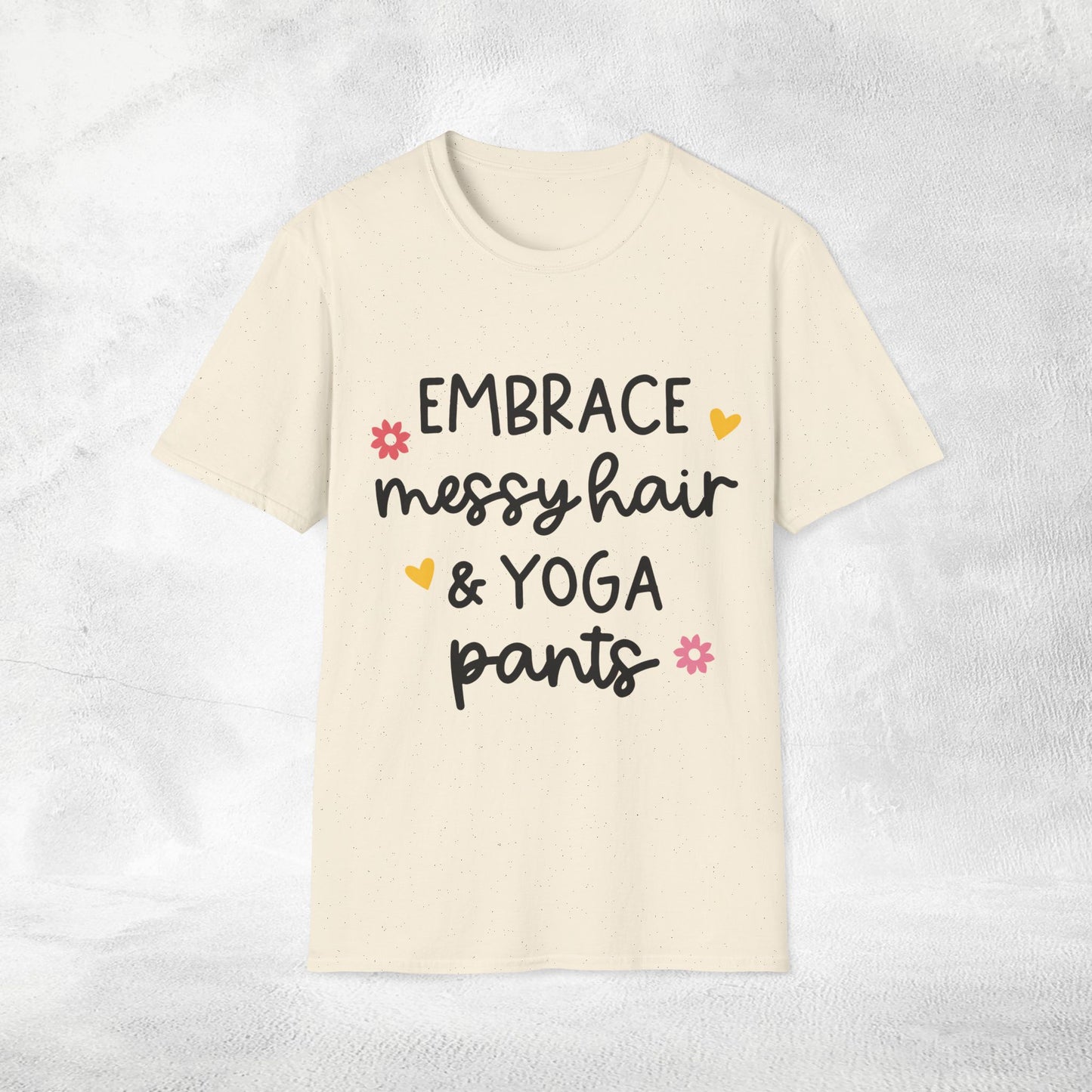 Women's yoga shirt embrace messy hair &amp; yoga pants