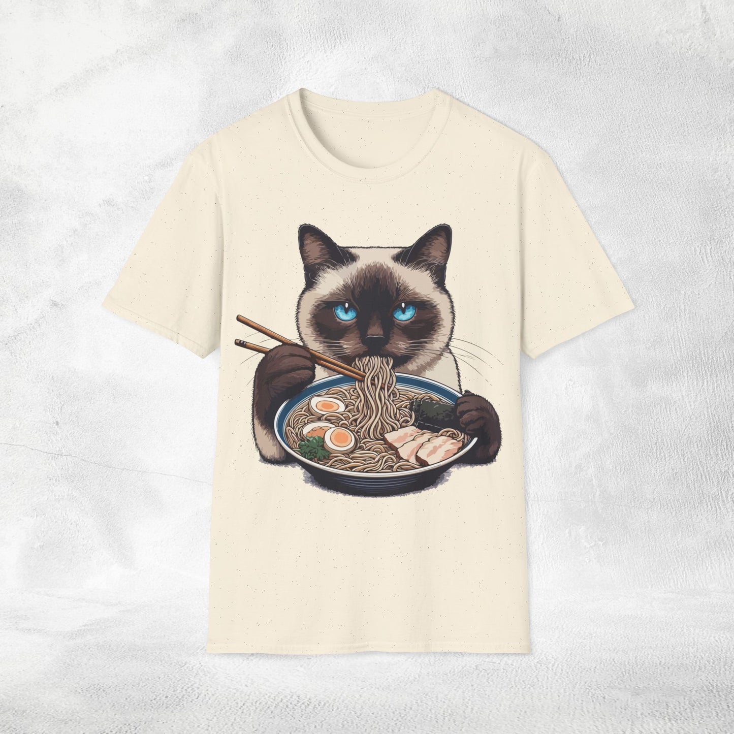 Unisex cat eats ramen / japanese restaurant