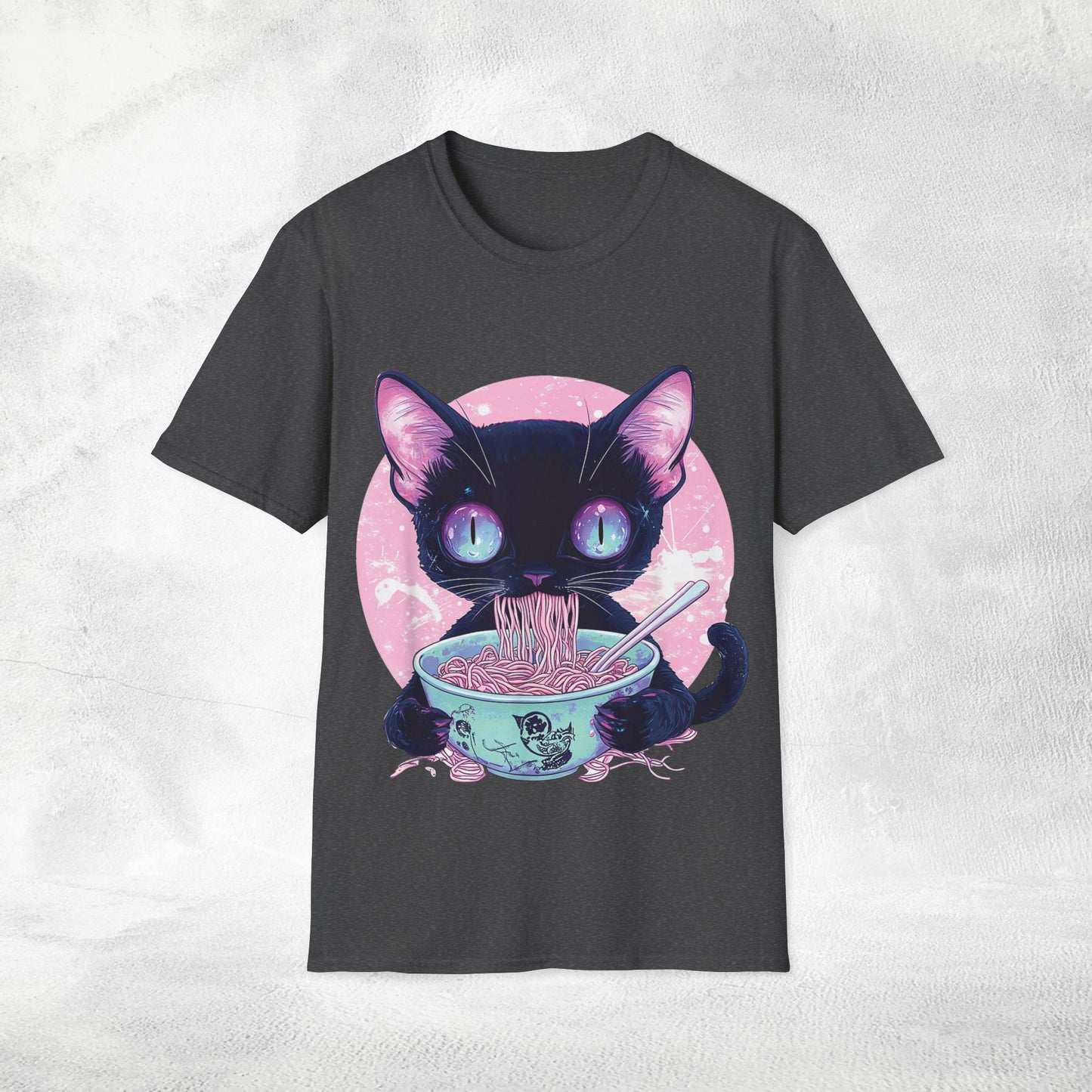 Unisex cat eats ramen / japanese restaurant