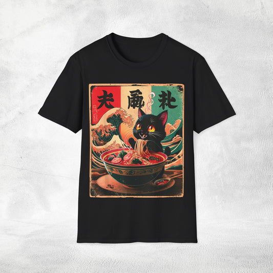 Unisex cat eats ramen / japanese restaurant