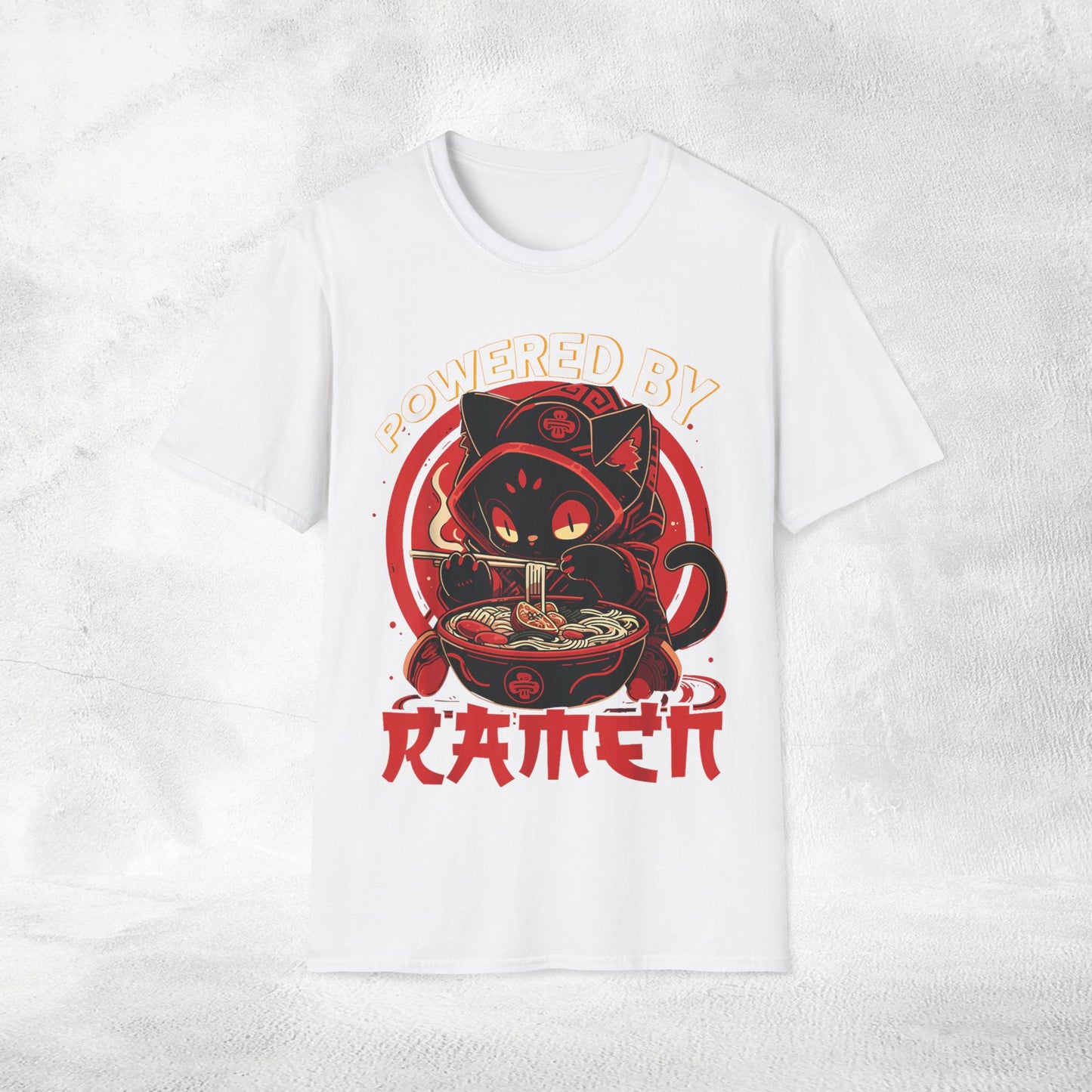 Unisex cat eats ramen / japanese restaurant