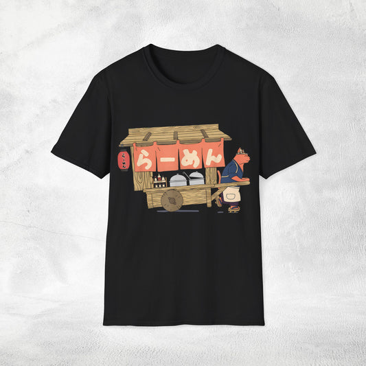 Unisex cat eats ramen / japanese restaurant