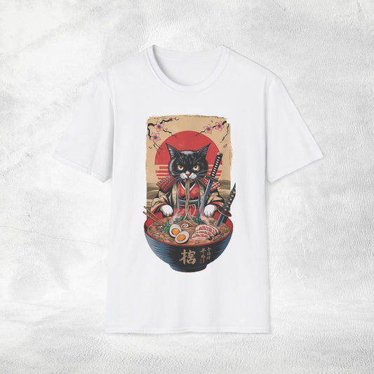 Unisex cat eats ramen / japanese restaurant