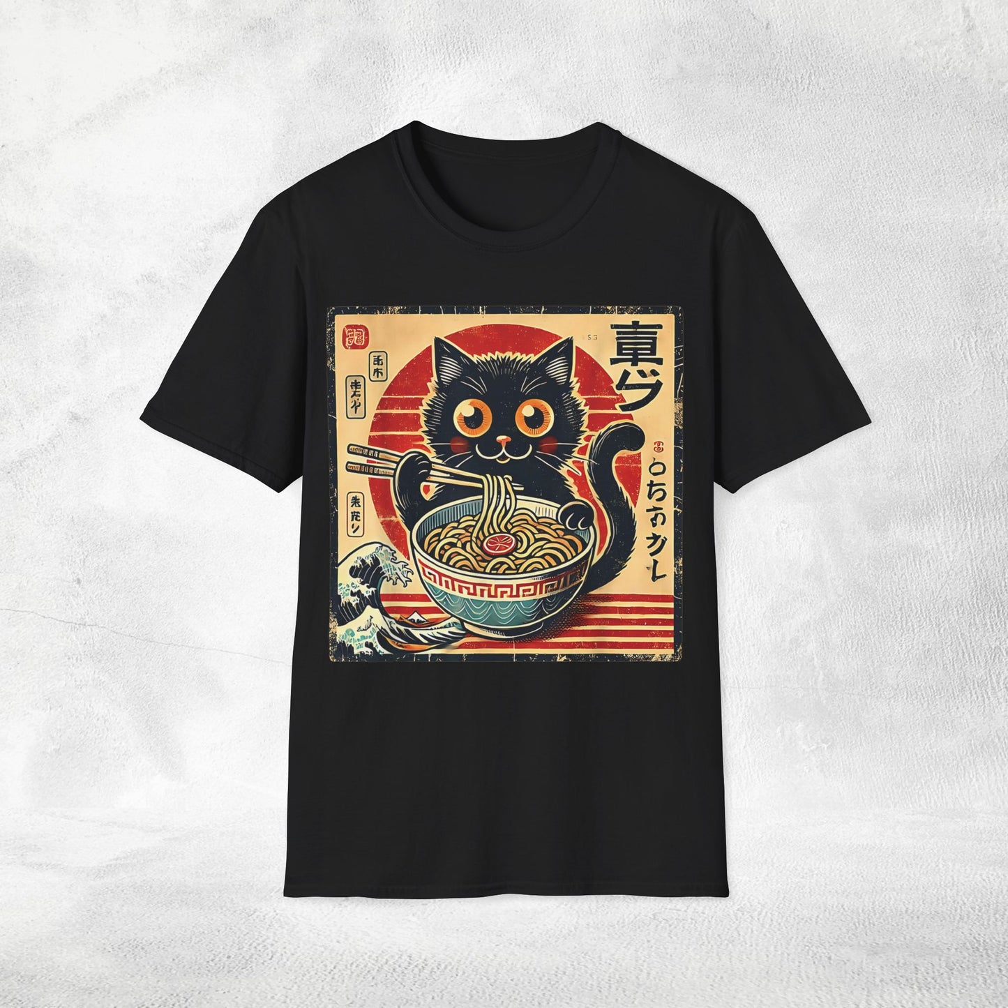Unisex cat eats ramen / japanese restaurant