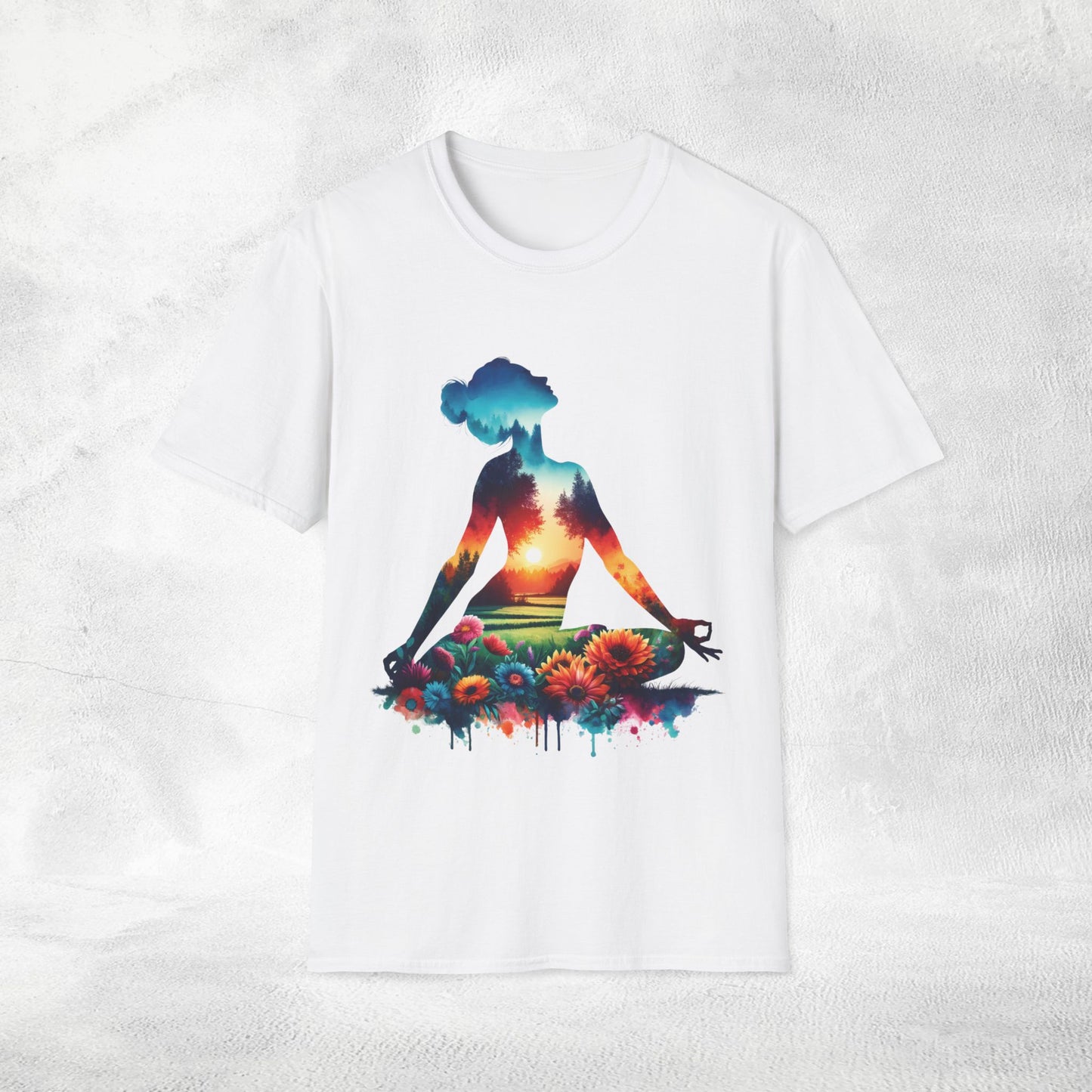 Womens yoga shirt meditate pose