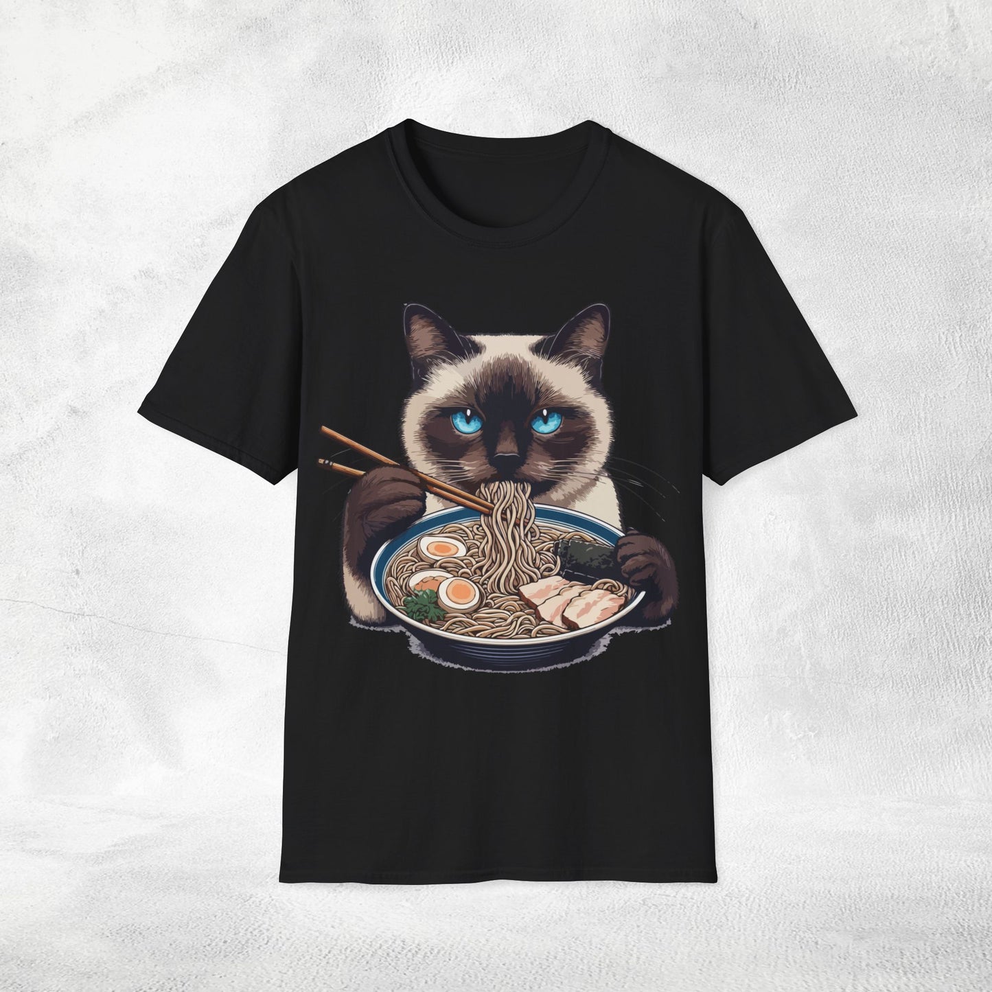 Unisex cat eats ramen / japanese restaurant