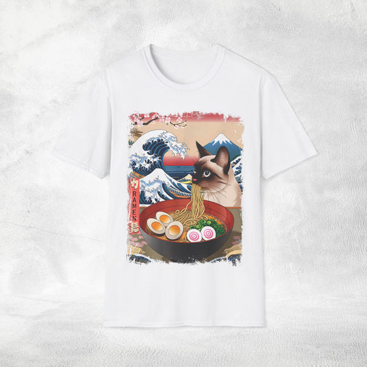Unisex cat eats ramen / japanese restaurant