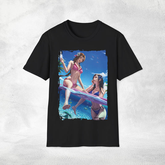 Unisex gaming shirt FF7 Aerith and Tifa beach party
