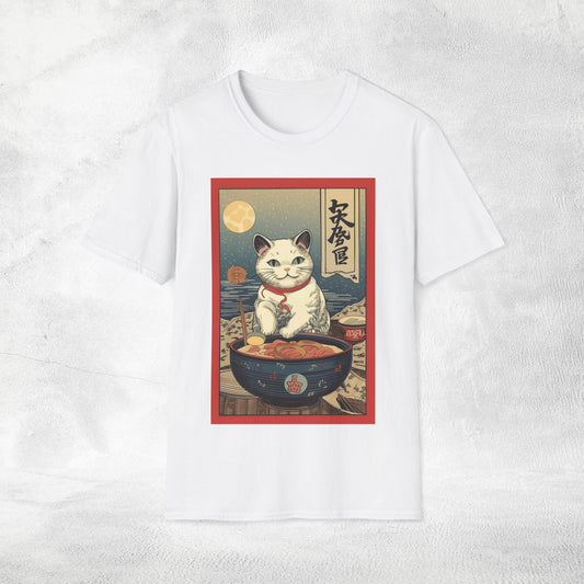 Unisex cat eats ramen / japanese restaurant
