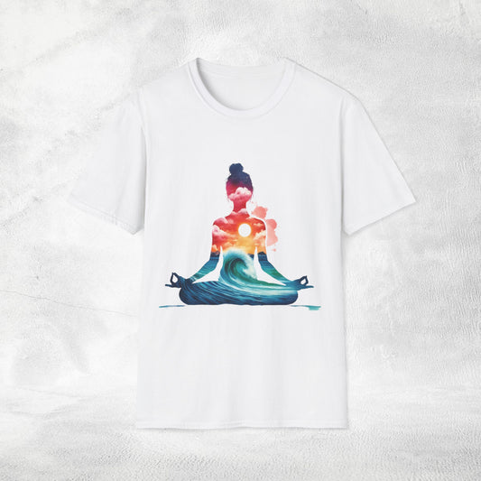 Womens yoga shirt meditate pose
