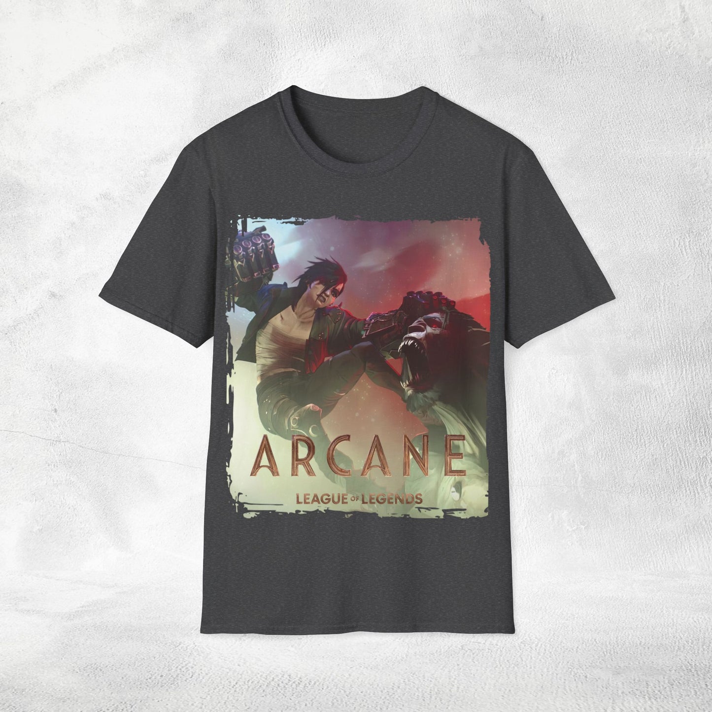 Unisex Gaming shirt Arcane Series LOL Warwick and Vi fighting scene variant 1