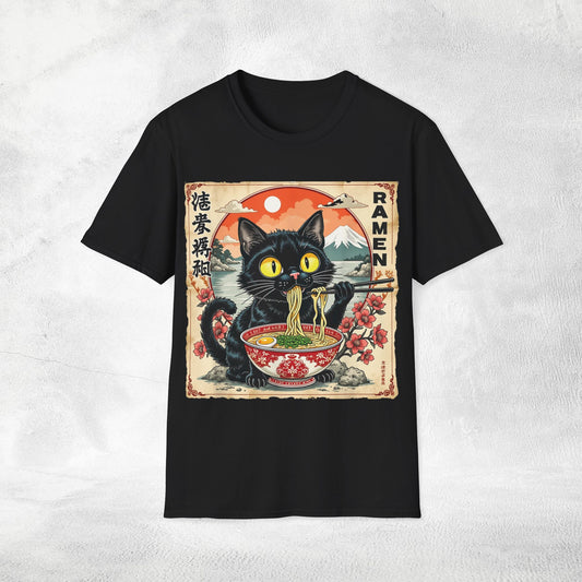 Unisex cat eats ramen / japanese restaurant