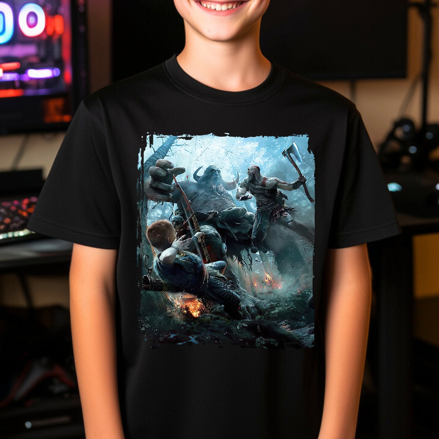 Kids  gaming shirt Kratos